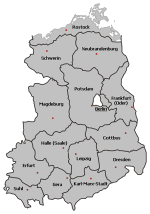 Karte Städte in der DDR