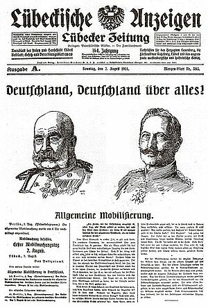 Lübeckische Anzeigen vom 2. August 1914