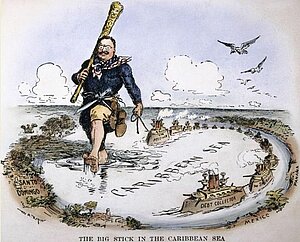 Karikatur auf die Interventionspolitik der USA aus dem Jahr 1904